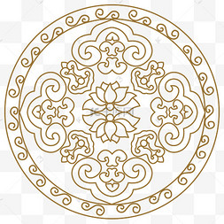 中式云纹花朵矢量图