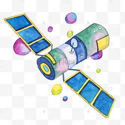 中国航天卫星插画中国航天土星航空科技手绘插画五角星中国航天载人