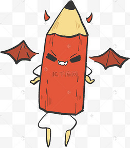 快乐红色的笔卡通插画写字笔的卡通插画写字铅笔卡通插画红色绘画的