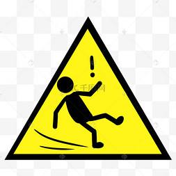 三角形小心滑倒警示牌卡通考试冲刺人物手绘可爱卡通温馨提醒系列之