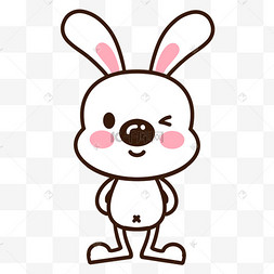 可爱动物卡通小白兔灰色的小兔手绘插画粉嫩可爱小兔子表情包活腻了