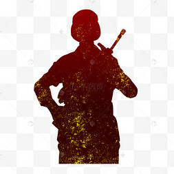 建军节军人剪影站岗执勤