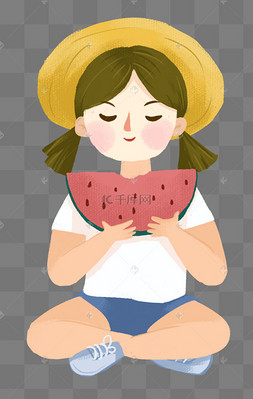 吃西瓜卡通人物