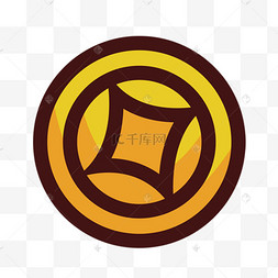 卡通创意手绘扁平铜钱免扣元素