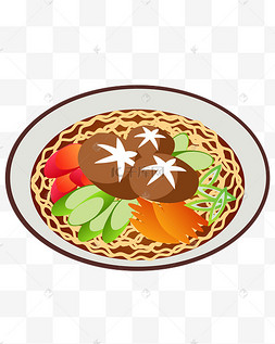 手绘车仔面美食插画