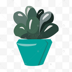 卡通花盆植物插图