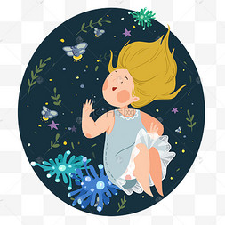 萤火虫唯美仲夏夜少女夜空梦幻唯美仙子仲夏夜少女丛林画仙子唯美梦幻