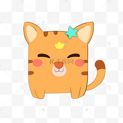 儿童节橙色卡通手绘可爱小动物猫