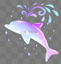 梦幻海豚卡通插画