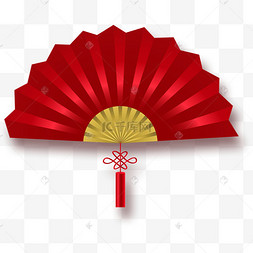 扇形边框国潮旗袍美女模特图c4d中国风红色扇子舞台中国复古风美少女