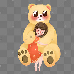 抱着小熊的女生头像图片