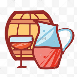 红酒醒酒器酒杯插画