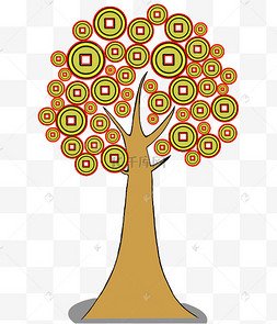 摇钱树树木金币插画