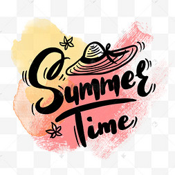 夏天夏季卡通英文艺术字立体summer爱心卡通手绘椰树夏天字体插画卡