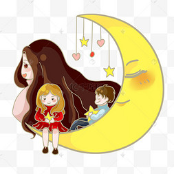 母亲节创意妈妈月亮星星png素材