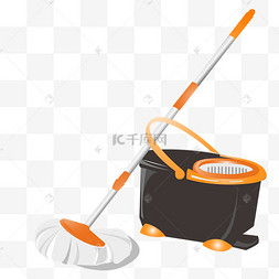 家庭劳动必备工具大全专业扫帚工作拖把打扫卫生拖把插画五一劳动节