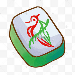 卡通幺鸡麻将插画