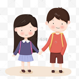 男孩女孩小可爱卡通婚纱情人节情人节男孩女孩男孩女孩手拉手七夕情人