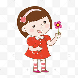 可爱卡通献花女孩