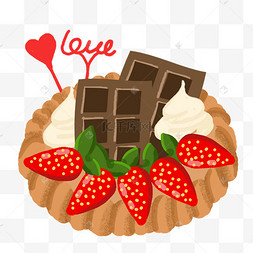 巧克力草莓派甜点点心派对蛋糕卡通甜点饼干饼干和巧克力棒手绘食物