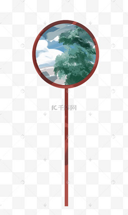 铜制手柄放大镜凸透镜工具放大镜阅读卡通手绘免扣简单素材放大镜卡通