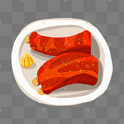 一盘烤羊排肉食