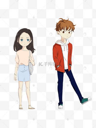 手绘q版卡通男生女生人物可商用元素