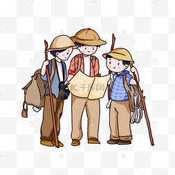手绘卡通国庆节旅行