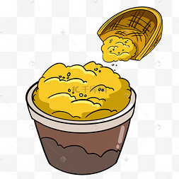 小米椒简笔画装饰的丰满谷穗跑堂的老白水彩人物免抠手绘卡通竹筐里的