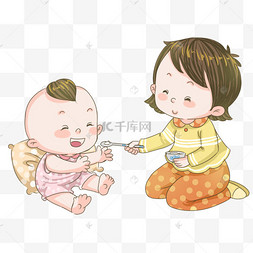 手绘母亲喂孩子吃饭插画可爱简笔手绘卡通熊猫表情包手绘吃竹子的熊猫