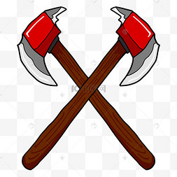 手绘消防器材消防斧插画