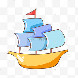 手绘五彩的帆船插画手绘橘色帆船插画卡通彩色的帆船免抠图红色的帆船