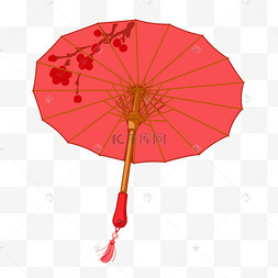 古风梅花印花古伞插画