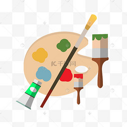 手绘调色盘颜料插画