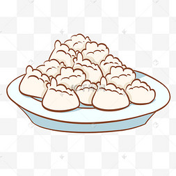 卡通手绘圆盘饺子插画