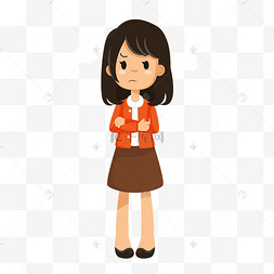 q版生气的女孩矢量素材