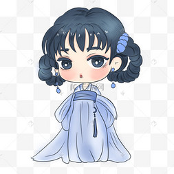 宫女少女手绘插画元素古代古装结婚礼服喜服新郎新娘手绘插画白发古风