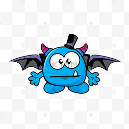 海报小恶魔png免抠情人节糖果色可爱平面设计小怪兽png免抠万圣节可爱