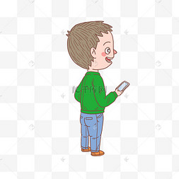 卡通手绘人物看手机男孩二蛋人类高质量男性油头漫画表情包卡通手绘