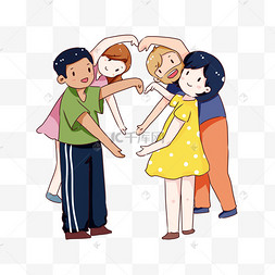 合照留纪念卡通女生毕业季学生师生合照相片春节喜庆全家团圆合照插画