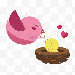 卡通动物线稿矢量情人节爱心卡通小鸟装饰图案卡通小鸟房子贴纸边框