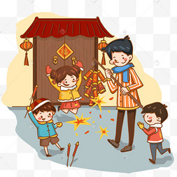 新年2019年大家一起放鞭炮