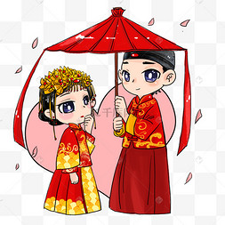 古代古装结婚礼服喜服新郎新娘手