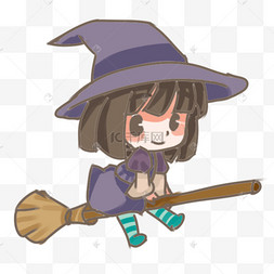 万圣节可爱魔女万圣节q版可爱小女巫卡通手绘卡通可爱万圣节魔女马克