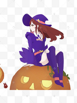 坐在南瓜头上的女孩