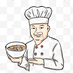 手绘面馆厨师师傅插图