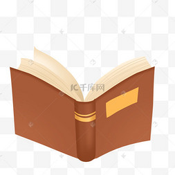 开的书卡通人物男孩儿童幼儿小学生插画手绘复古牛皮纸笔记本纸张边框