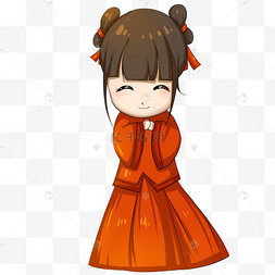 女孩手绘插画风新年人物新春元旦祝福png免抠图饺子新年日历手绘新年