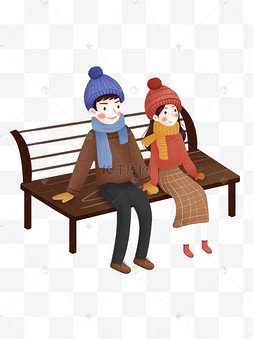 情侣坐在长椅上简笔画图片