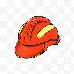 红色的消防帽插画黄色的消防安全帽扁平消防图标黄色安全帽消防工作